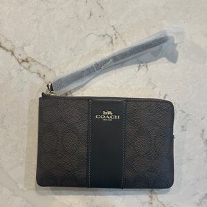 Coach Black and Dark Brown Wristlet